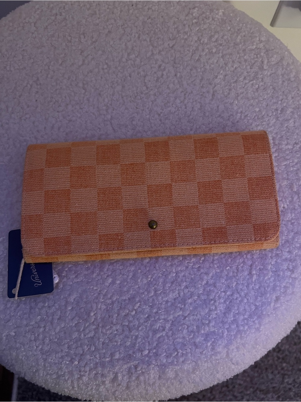 Universal Checkered Peach Long Wallet